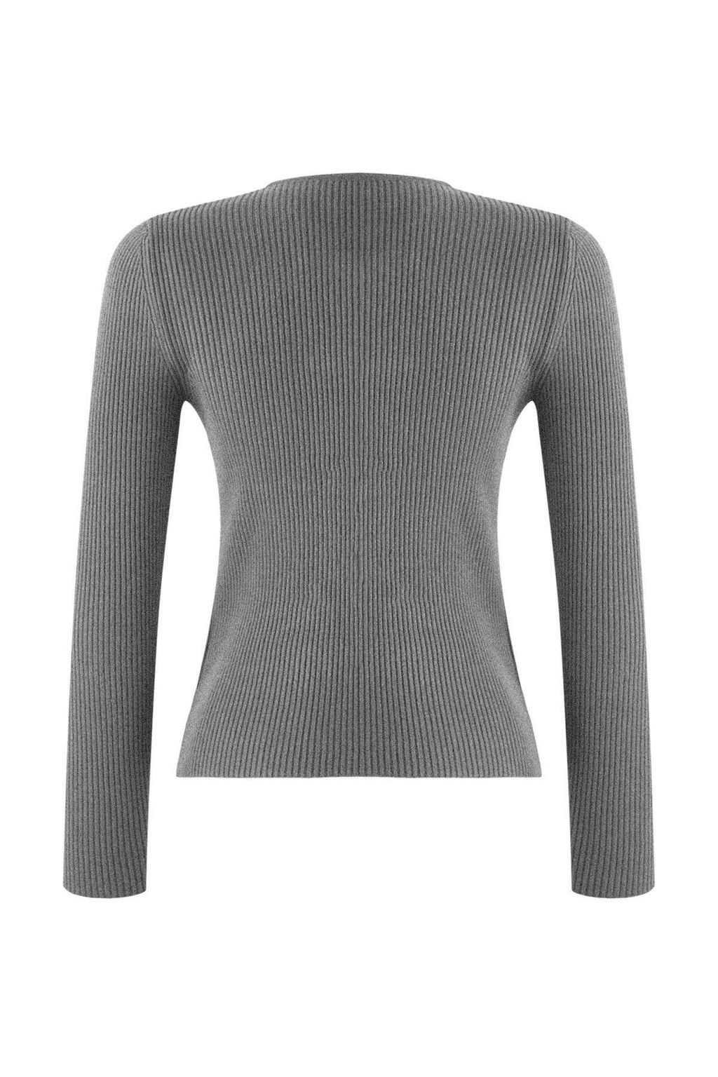 Antrasit Premium/Ozel Iplikli Fitted/Vucuda Oturan Aksesuar Detayl? Triko H?rka TWOAW26HI00201