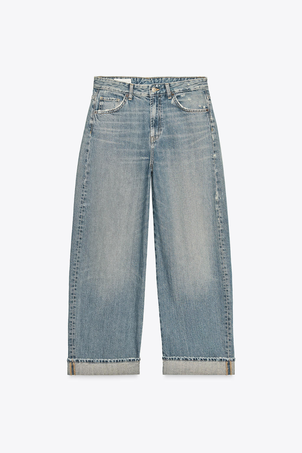 TRF MID-WAIST BAGGY FOLDED JEANS