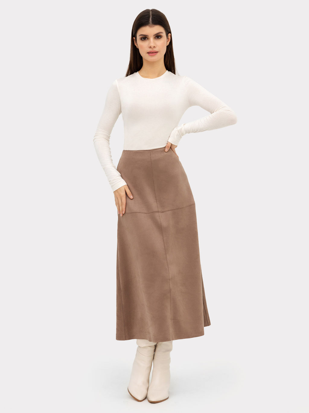 Юбка женская бежевая "под замшу"