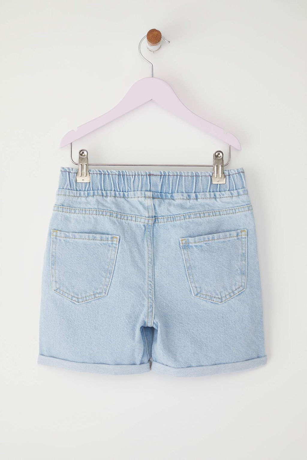 Ac?k Mavi K?z Cocuk Pamuklu Lastikli Denim Sort TKDSS25SR00018 - Trendyolmilla фото 3