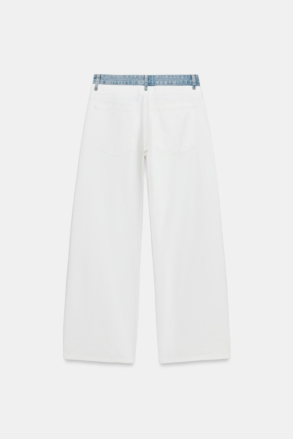 JEANS TRF RECTOS CINTURILLA DOBLE TIRO MEDIO / Blanco