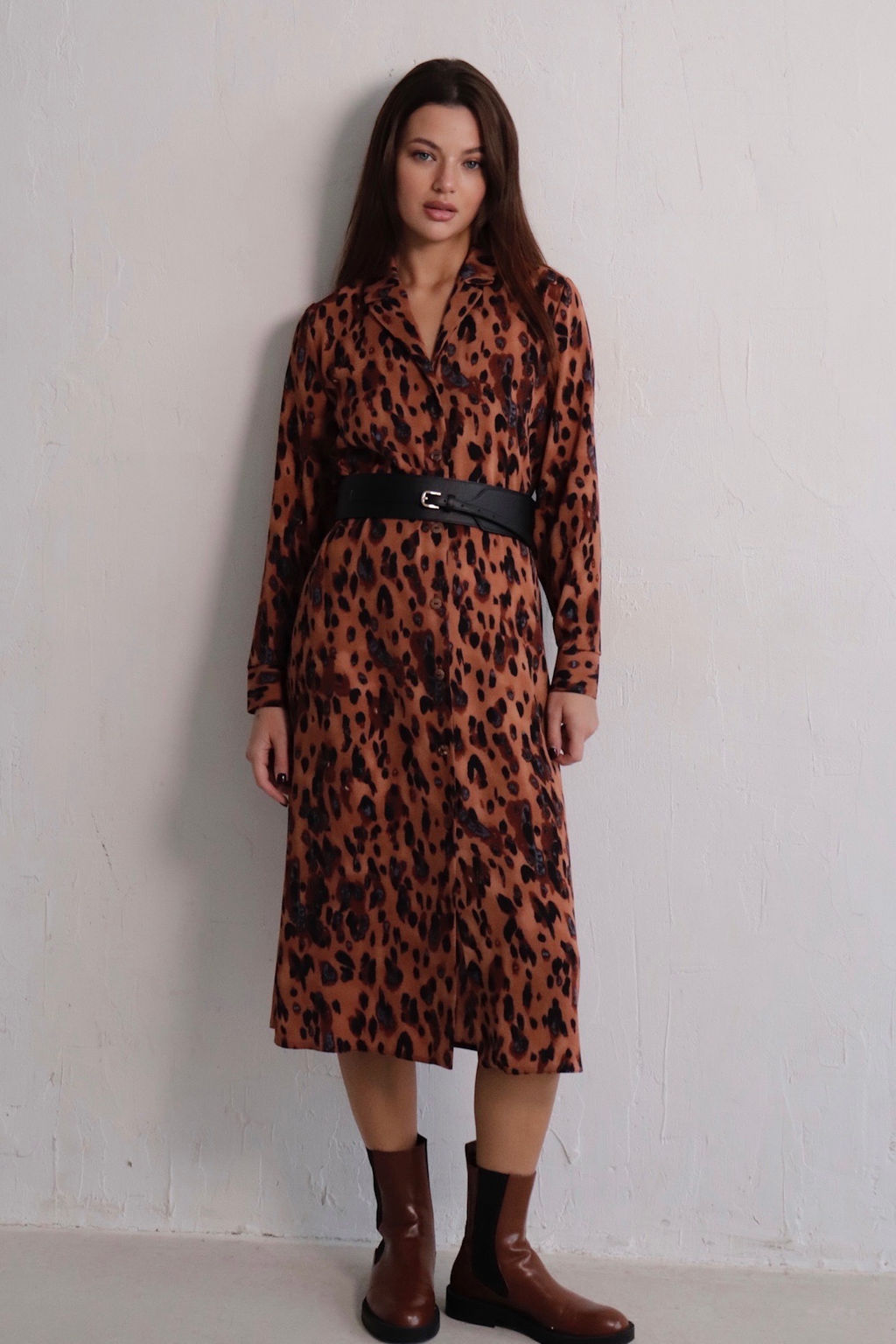 Платье-рубашка с английским воротником принт - Martichelli фото 257