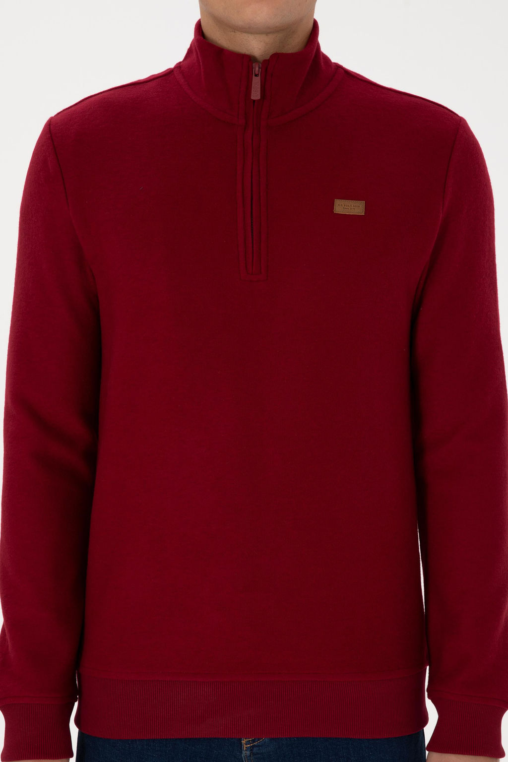 Erkek Regular Fit Yar_m Fermuarl_ Bordo Basic Sweatshirt - U.s. polo assn фото 6