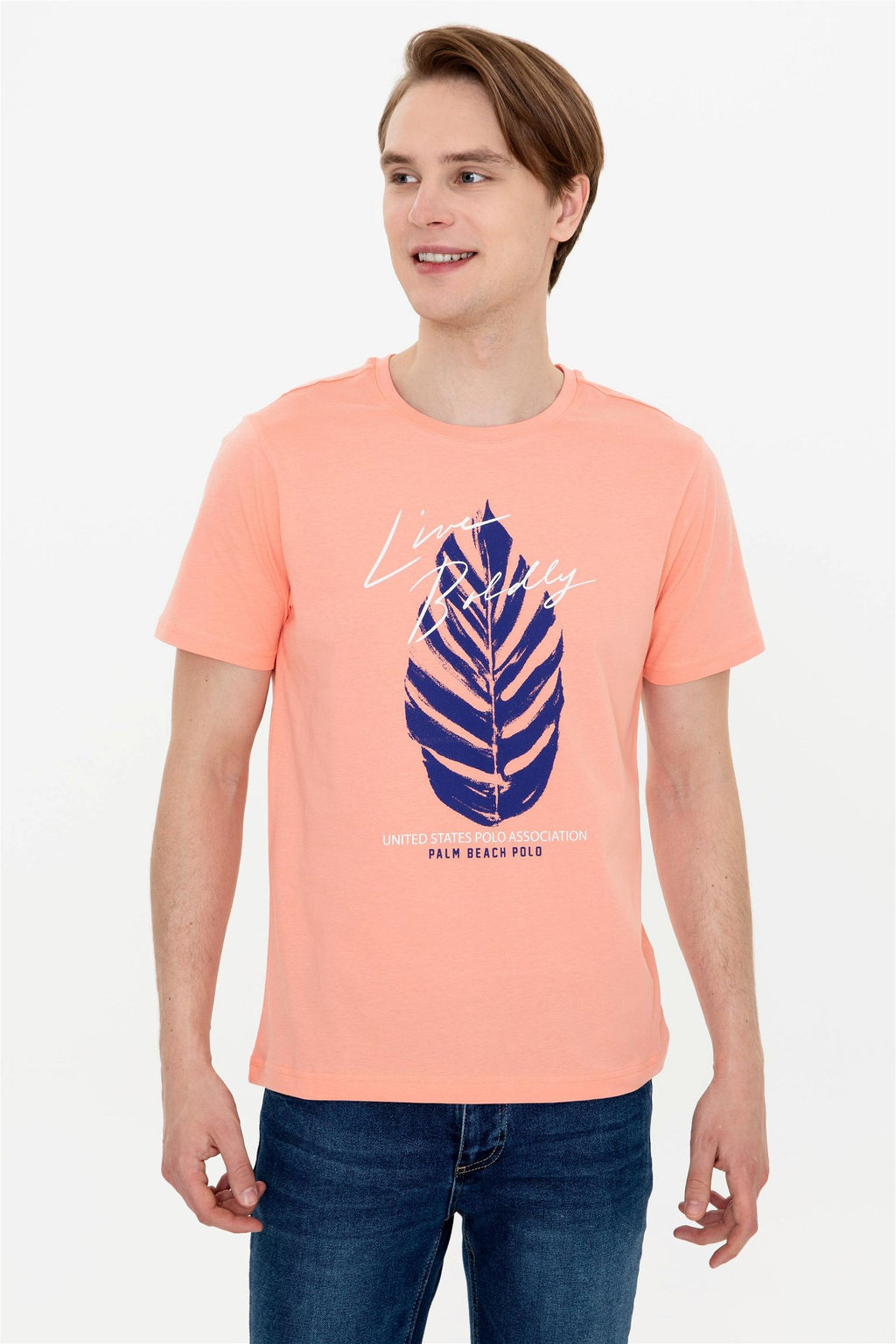 U. S. Polo Assn Мужская футболка с круглым вырезом лососевого цвета - U.s. polo assn фото 7
