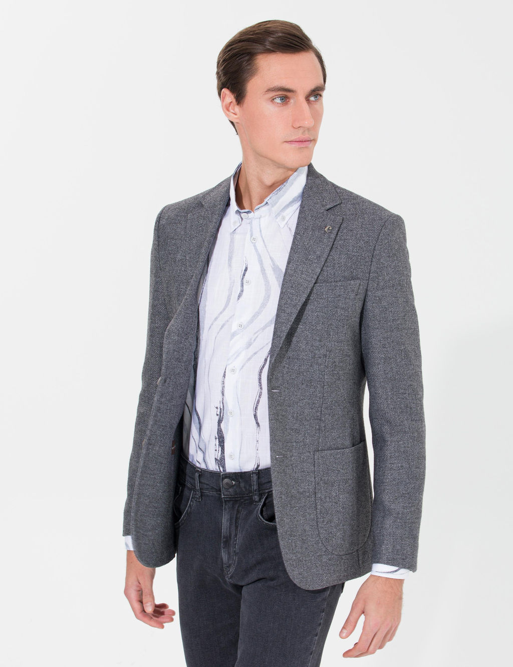 Узкая куртка антрацитового кроя - Cacharel фото 4