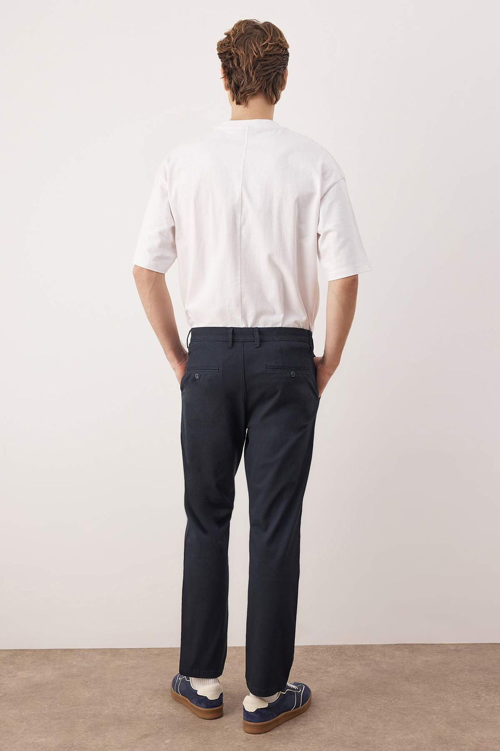 Lacivert Erkek Dokulu Kumas Pantolon TMNAW26PL00029