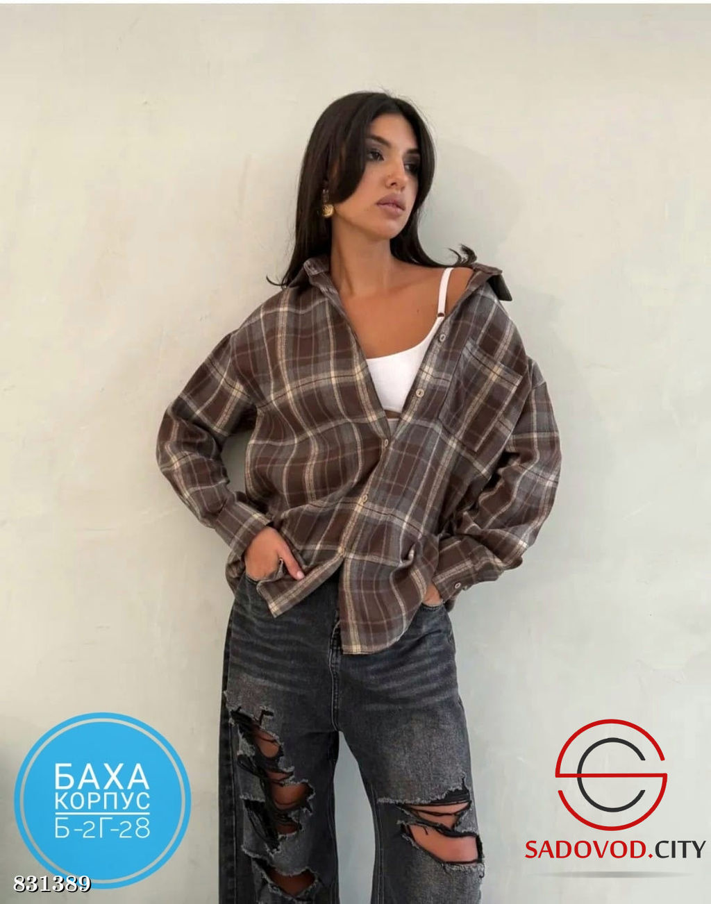 Рубашка женская в клетку - Bruno фото 4