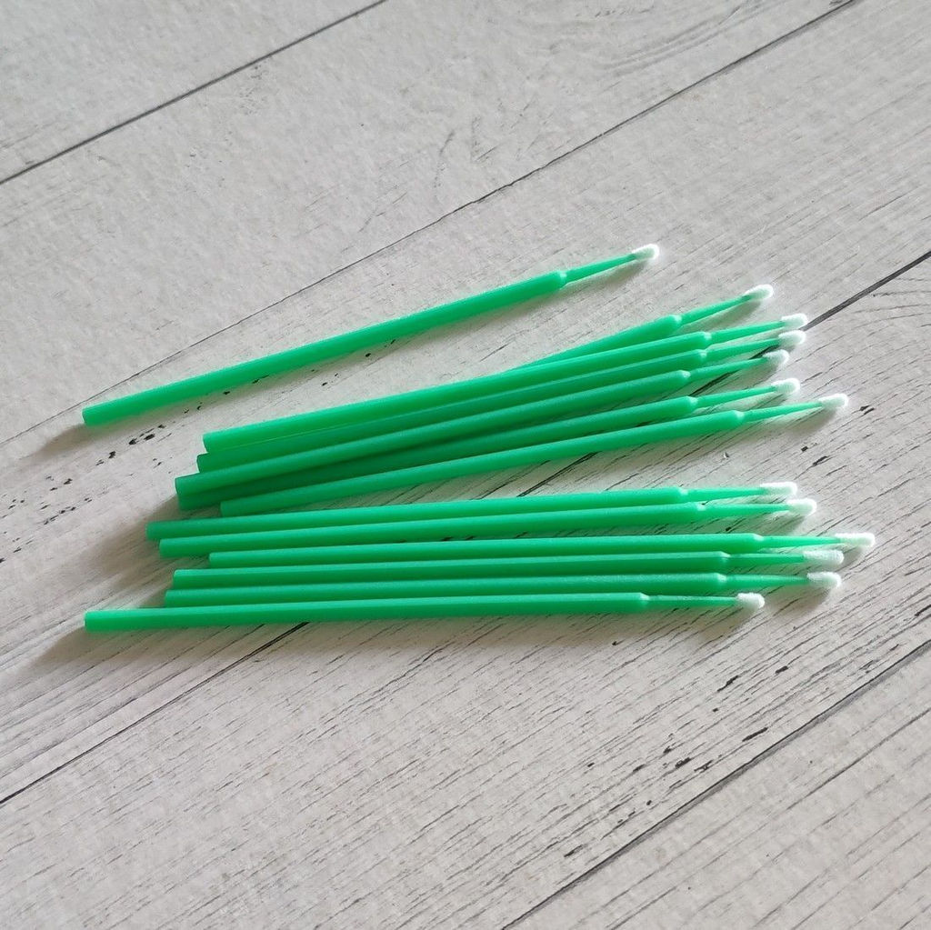 Kristaller Микробраши одноразовые для нанесения растворов / MA-101 Fine, зеленый, 100 шт  фото 3