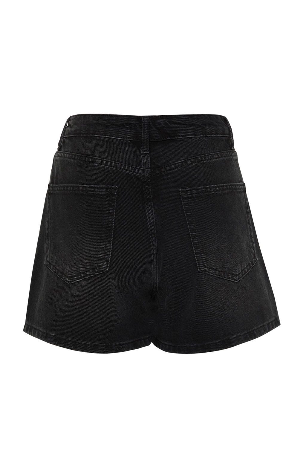 Siyah Yuksek Bel City Boy Denim Sort TWOSS23SR00199