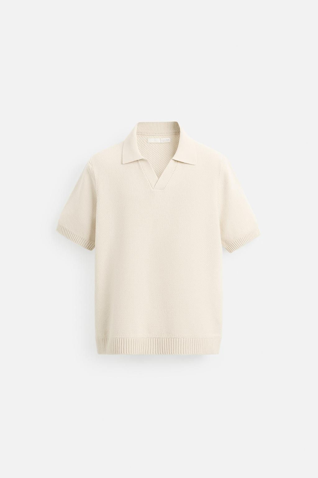 TEXTURED KNIT POLO SHIRT - Zara фото 8