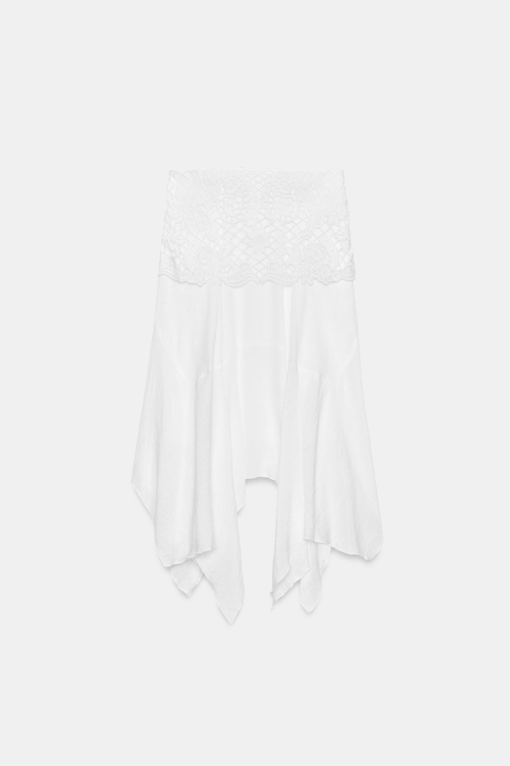 FALDA MIDI ASIM?TRICA BORDADOS / Blanco - Zara фото 7