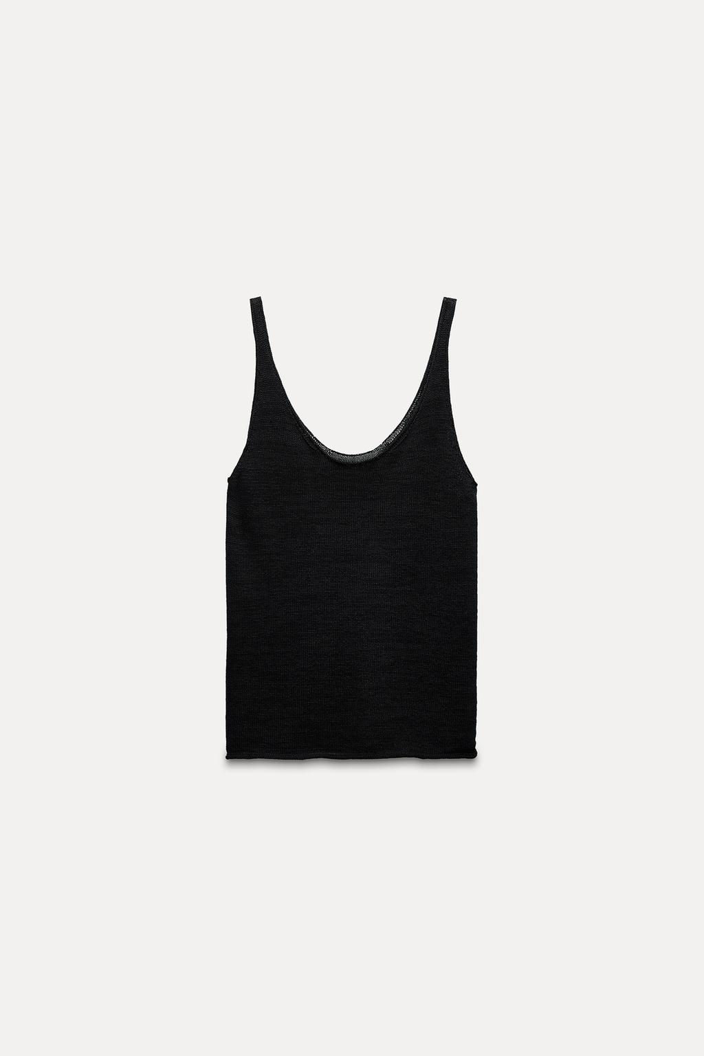 PLAIN LINEN BLEND STRAPPY KNIT TOP - Zara фото 11