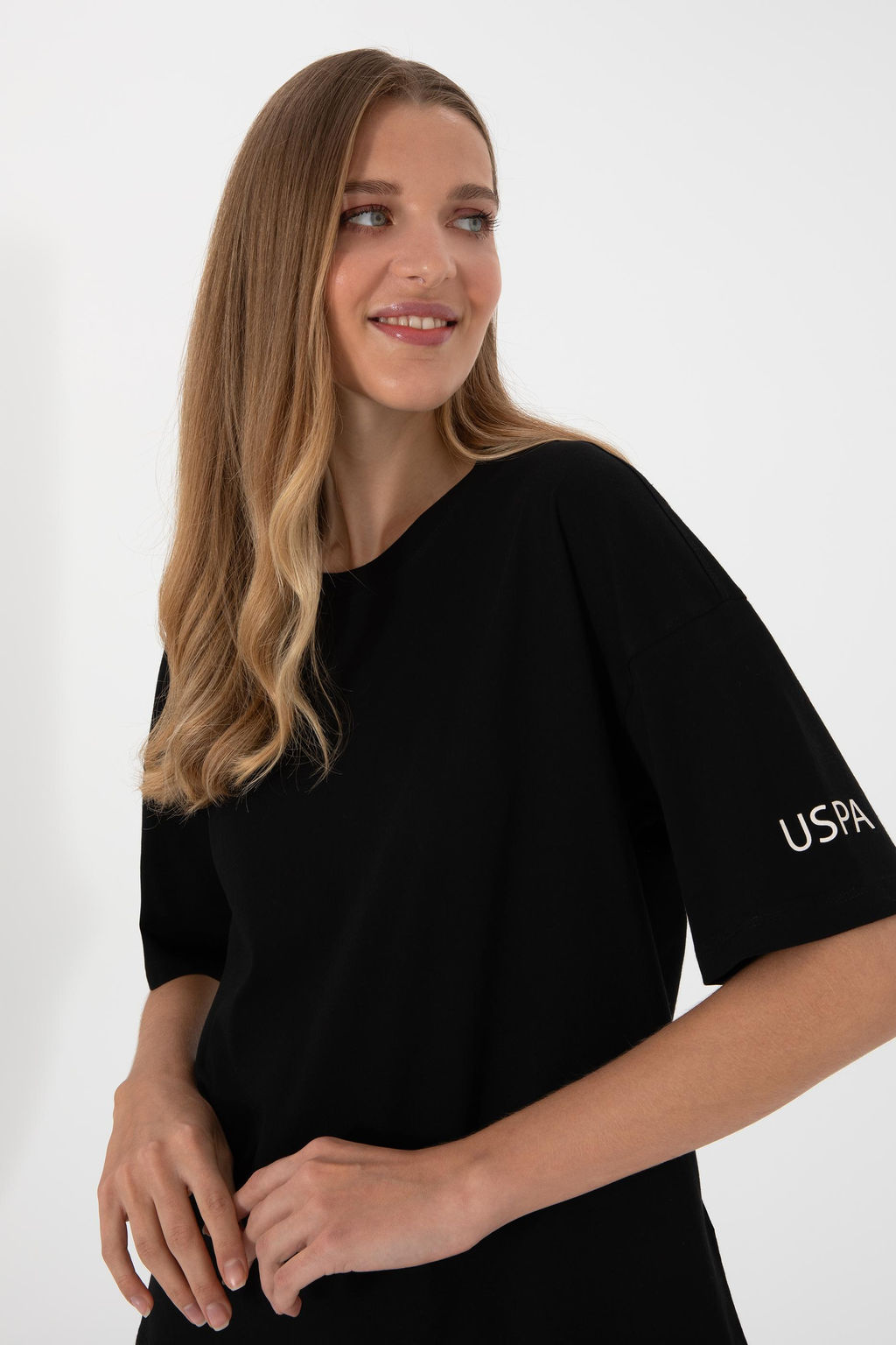 Kad_n Siyah Oversize Bisiklet Yaka Ti__rt Sepette S_rpriz _ndirim - U.s. polo assn фото 3