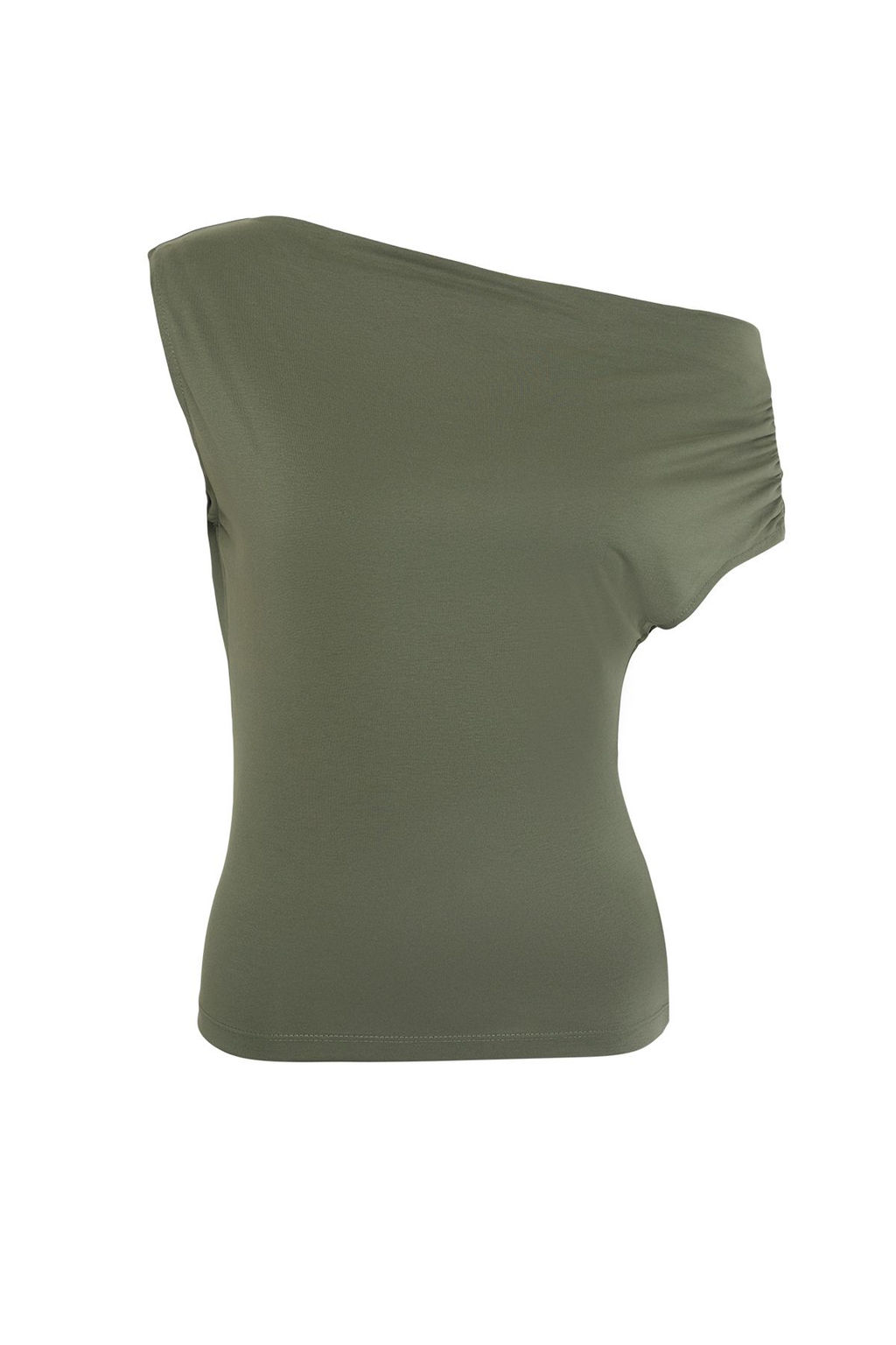 Trendyolmilla Antrasit More Sustainable Modal Ak?skan Kumasl? Fitted Asimetrik Yaka Orme Bluz TWOSS25BZ00398  фото 5