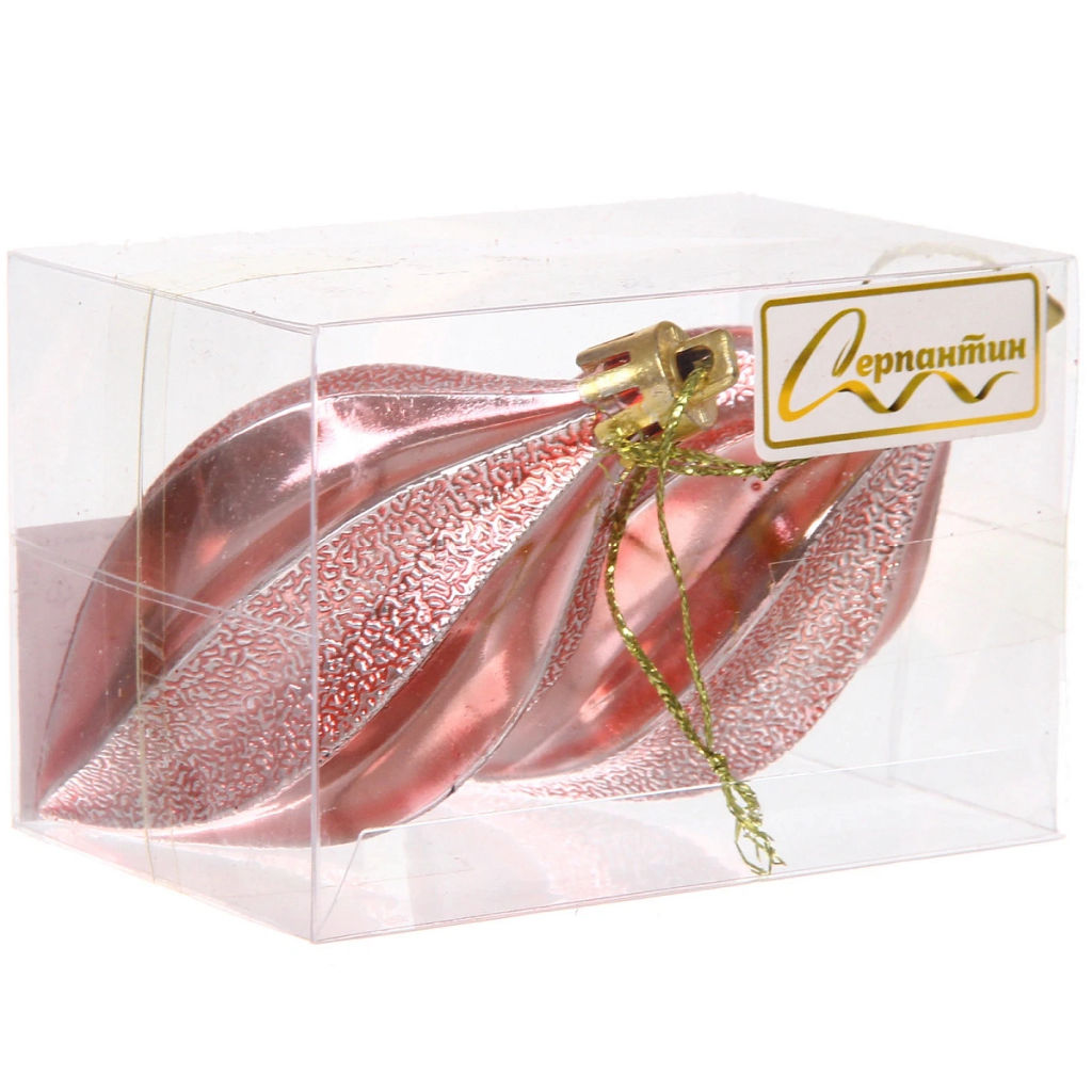 Цена за 4шт. Ёлочные игрушки "Таинственное очарование" Капля 8 см (набор 2шт), розовое золото