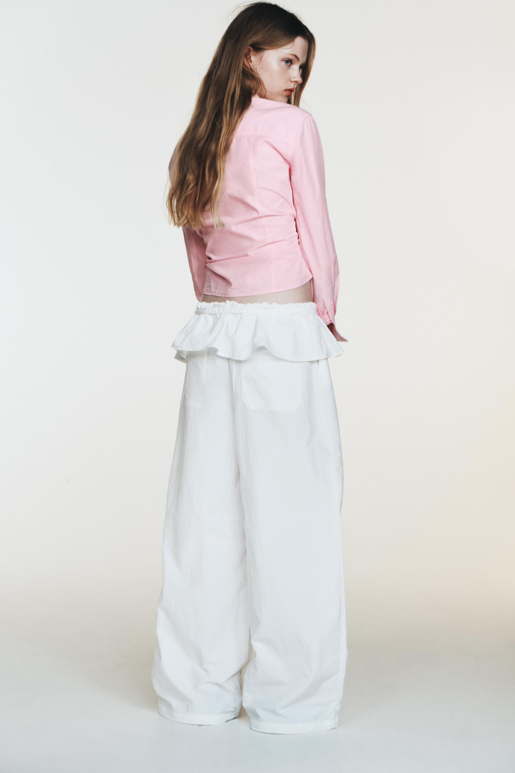 NYLON TROUSERS WITH OVERLAY WAIST - Zara фото 4