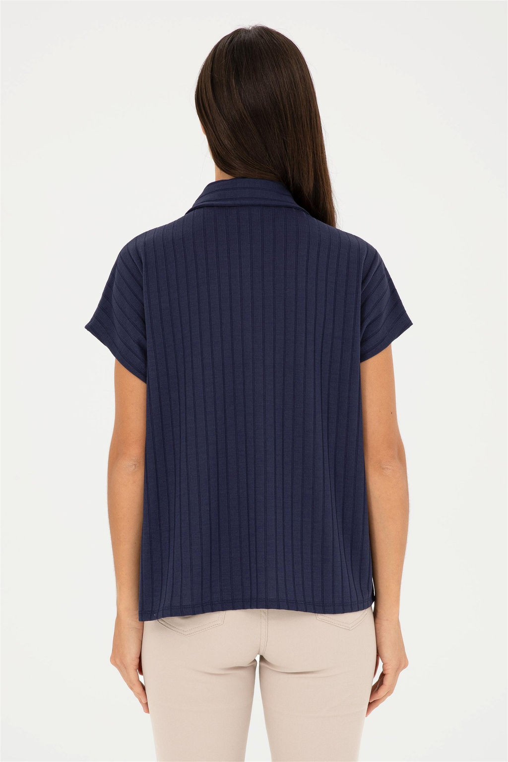 Женская темно-синяя футболка с воротником-поло Неожиданная скидка в корзине - U.s. polo assn фото 5