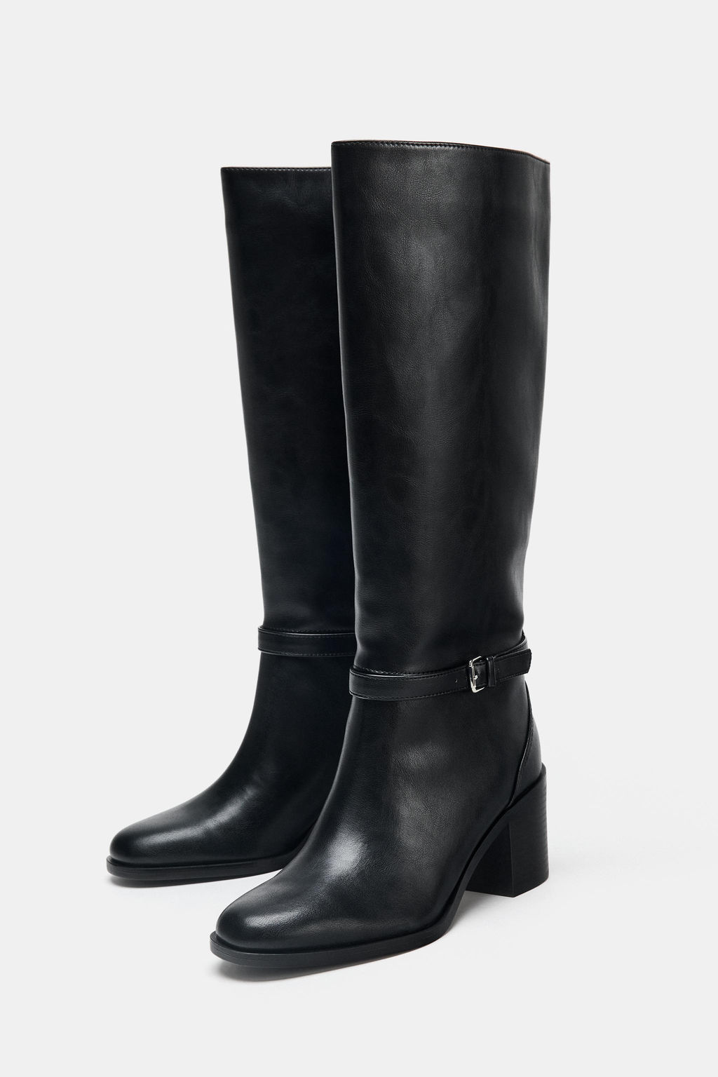BUCKLE BLOCK HEEL BOOTS