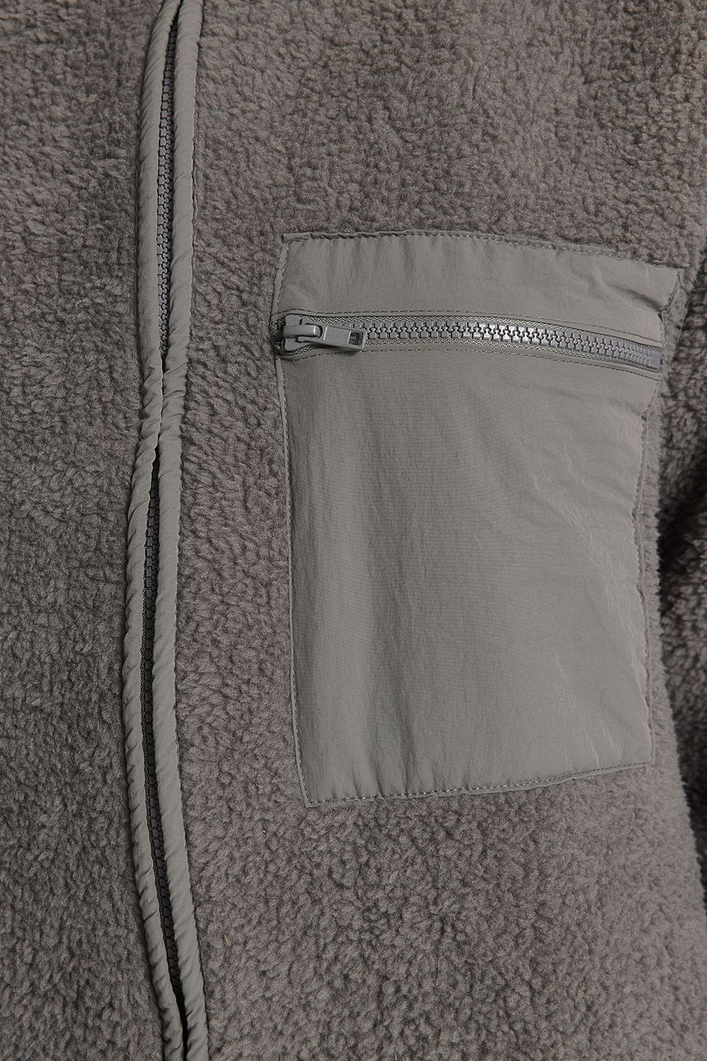 Winter Essentials Antrasit Kal?n Polar Fermuarl? Dik Yaka Cepli Orme Sweatshirt TWOAW24SW00071