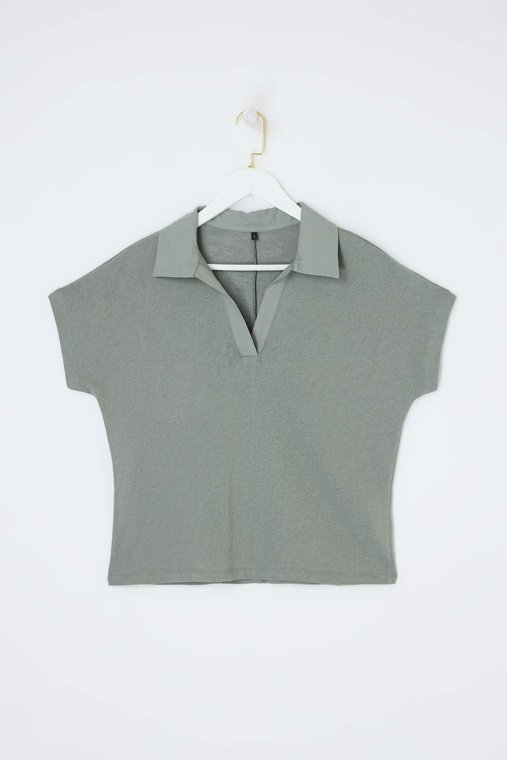 Ekru Regular/Normal Kal?p Polo Yaka Dusuk Kol Orme T-Shirt TWOSS26TS00078 - Trendyolmilla фото 3