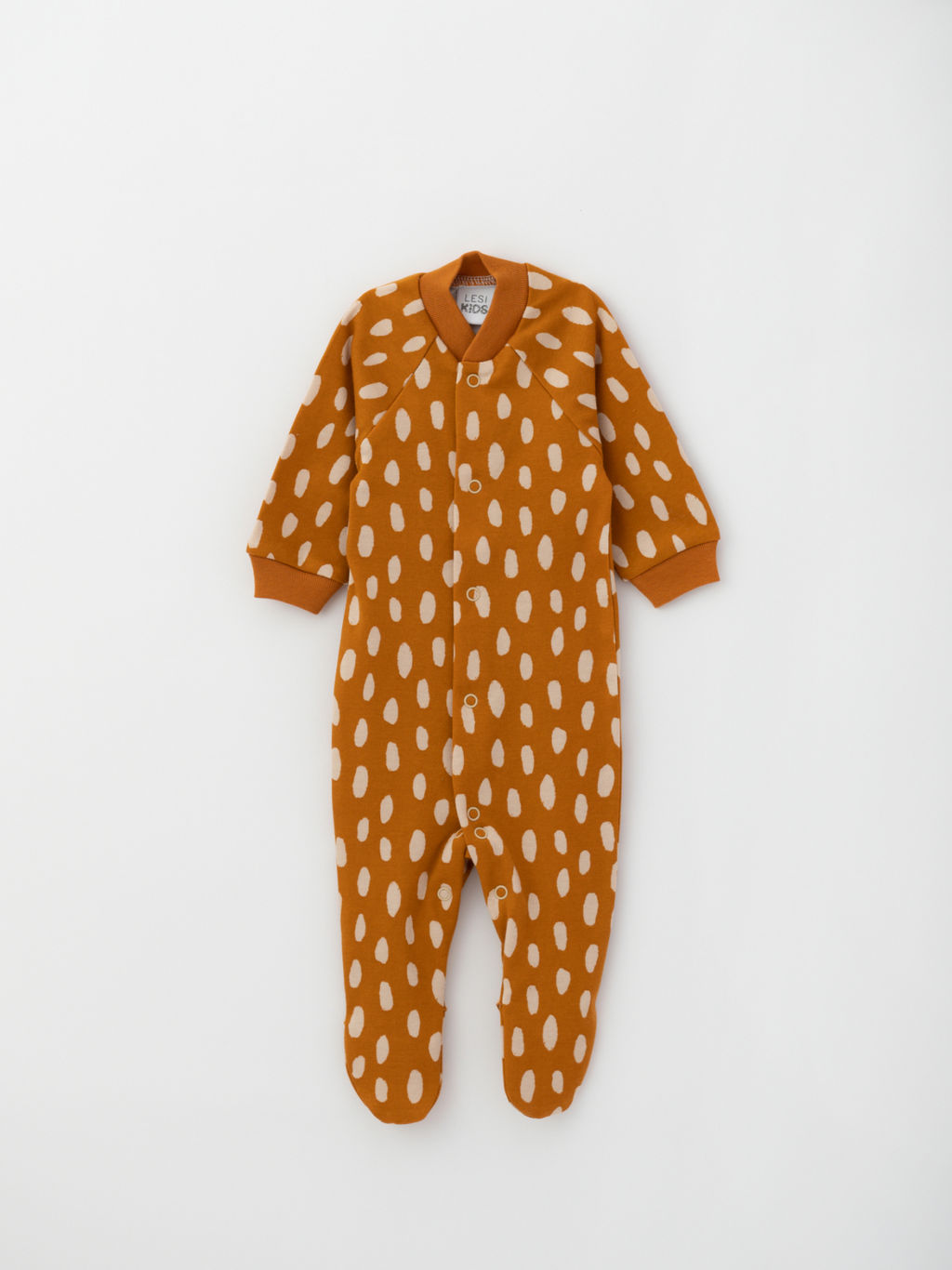 Комбинезон для новорожденного из хлопкового трикотажа, беж/панда - Lesi kids фото 7