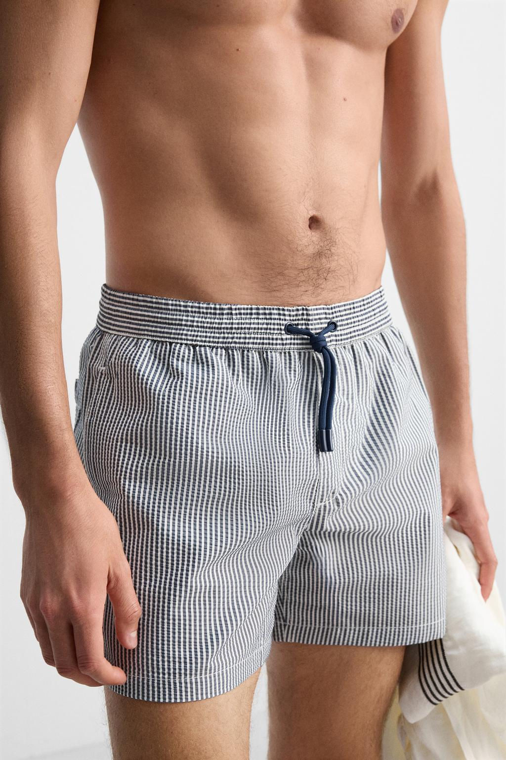 SEERSUCKER MID-LENGTH SWIMMING TRUNKS - Zara фото 26