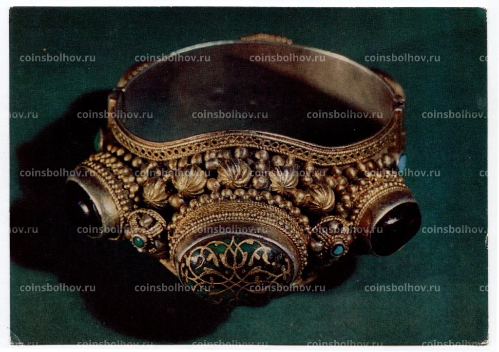 Открытка Браслет.Серебро, бирюза,альмандин. Зернь,позолота XVII-XVIII век.