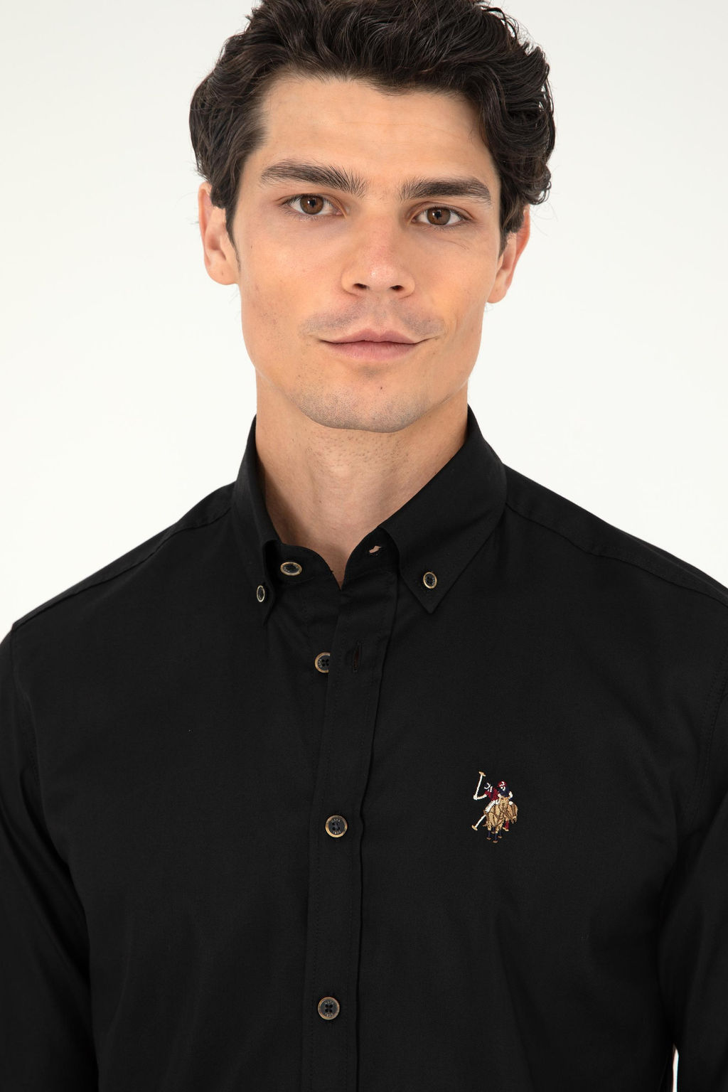 Мужская черная базовая рубашка с длинным рукавом Неожиданная скидка в корзине - U.s. polo assn фото 2