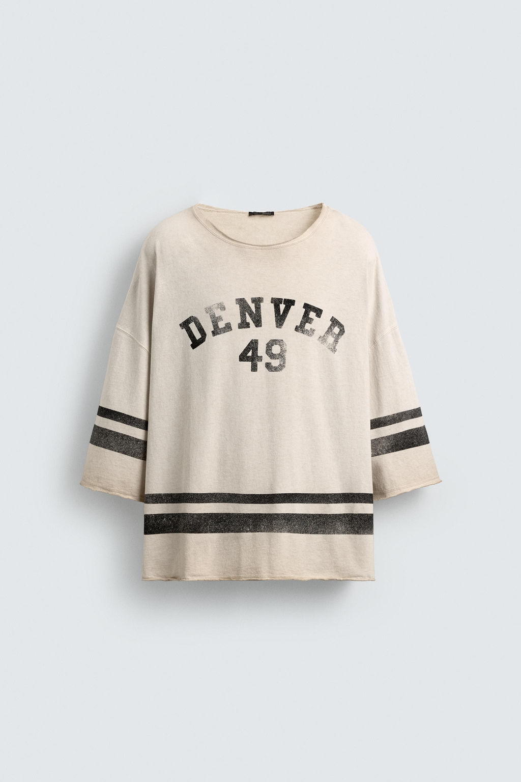 CAMISETA BOXY FIT LAVADO EFECTO VINTAGE / Crudo