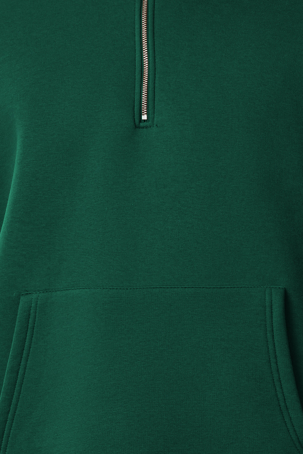 Zumrut Yesili Oversize/Genis Kesim Fermuarl? Kapusonlu Ici Polarl? Basic Sweatshirt TMNAW25SW00050