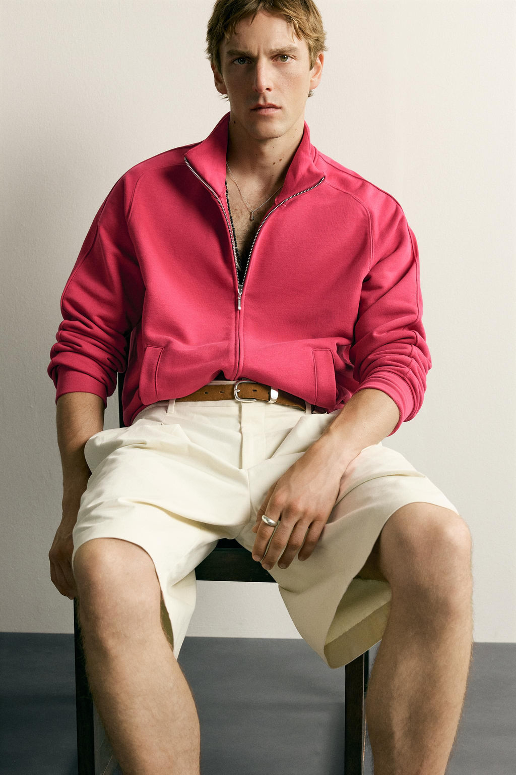 SUDADERA RELAXED FIT CREMALLERA / Fucsia - Zara фото 5
