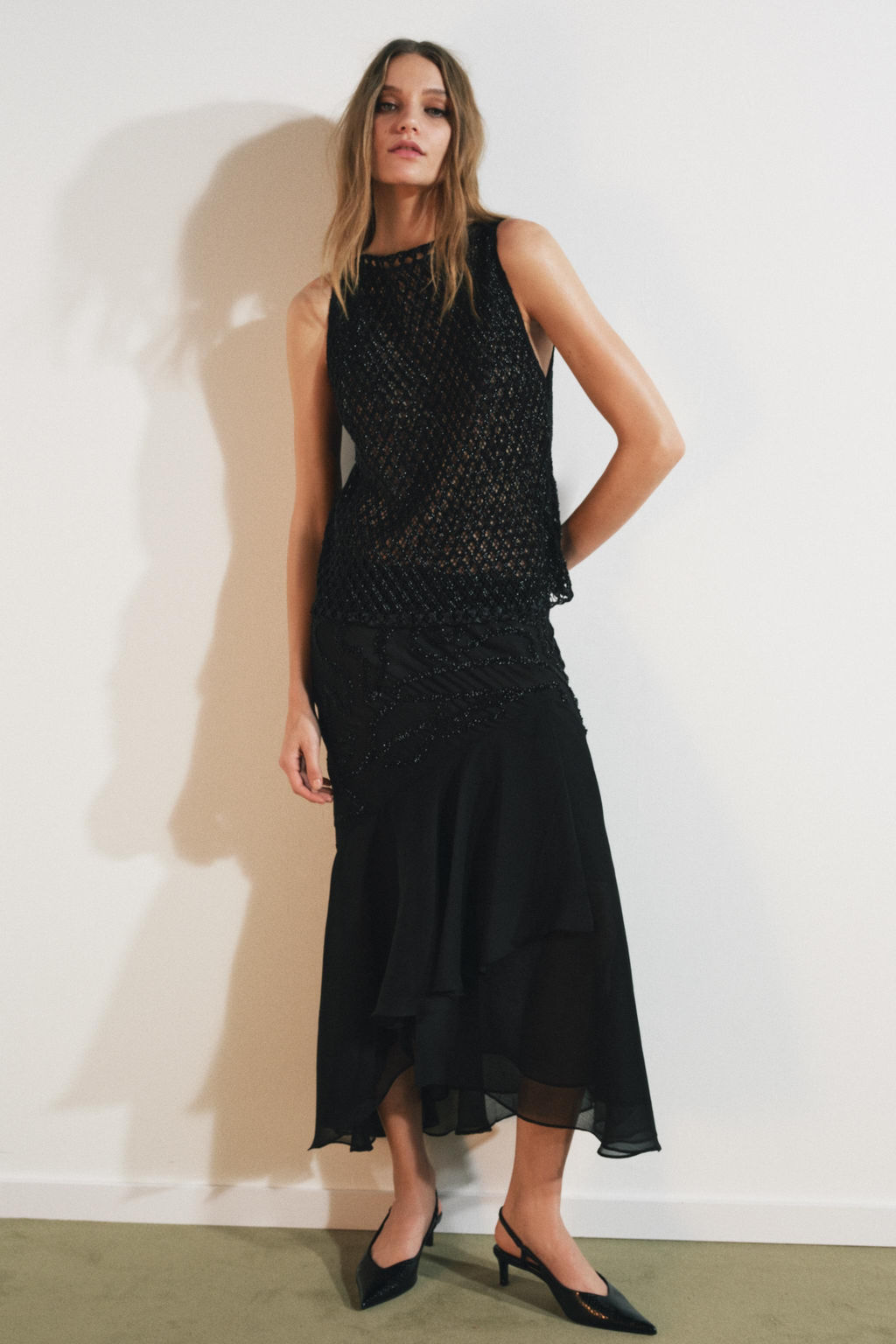 TEXTURED LACE KNIT BEADED TOP - Zara фото 7