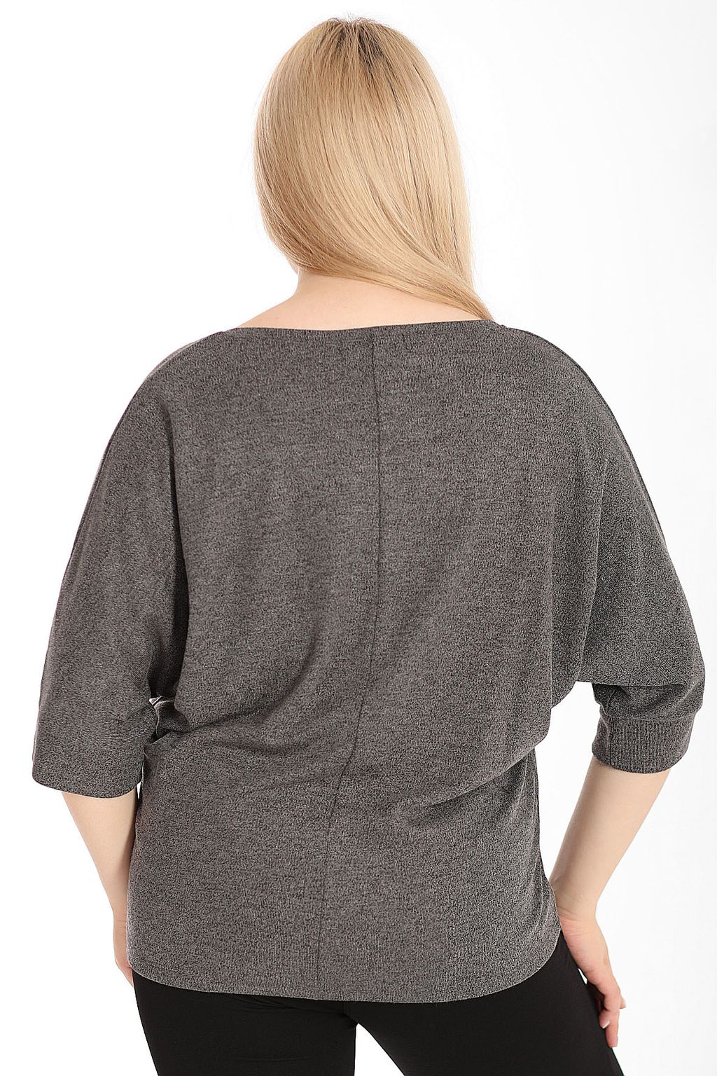 Блузка трикотажная серого цвета с кошками из страз - Almond фото 2