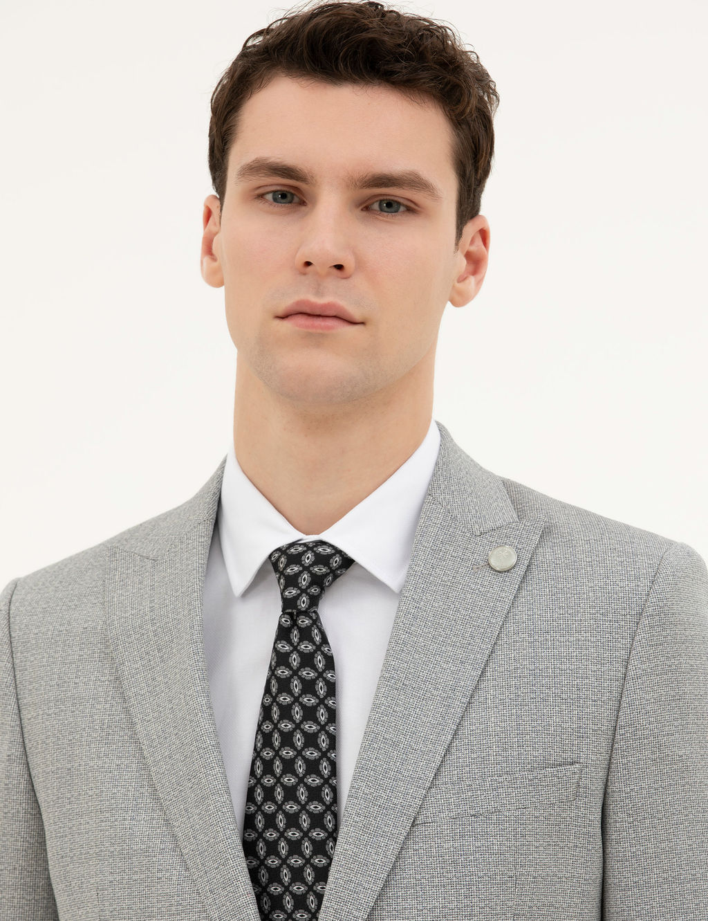 A__k Gri Extra Slim Fit Y_n Tak_m Elbise