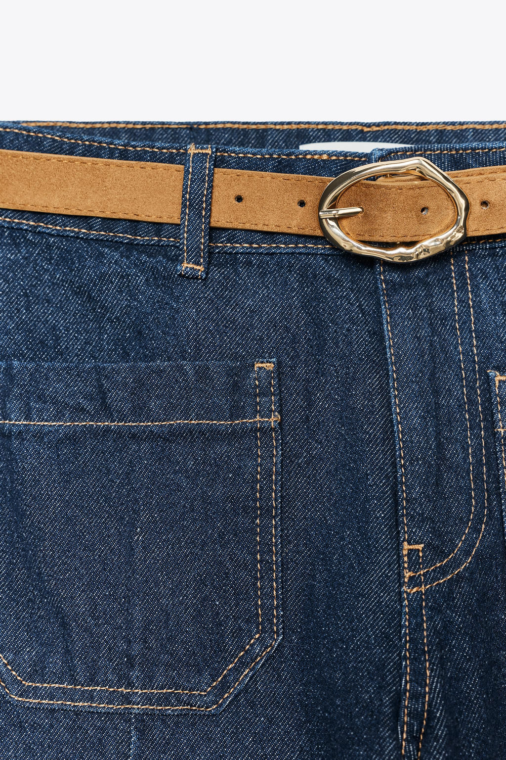 Z1975 WIDE-LEG CROPPED HIGH-WAIST JEANS WITH BELT - Zara фото 8