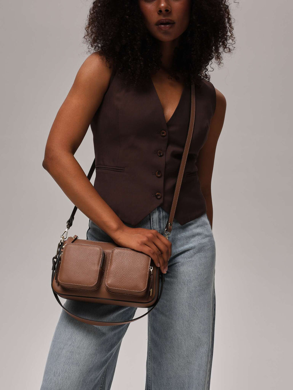 Сумка багет на плечо Deboro 31103 светлый орех