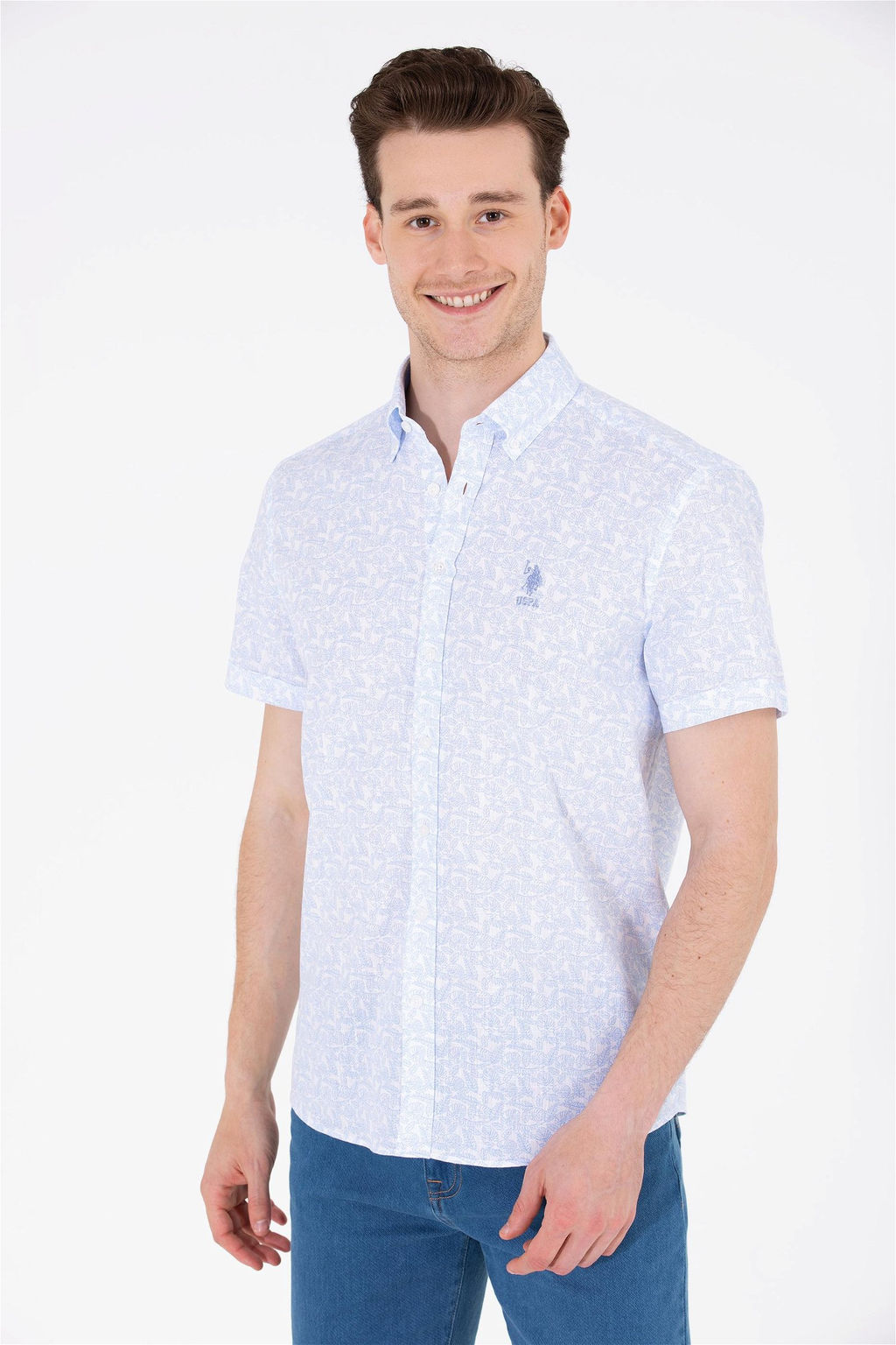 Мужская синяя рубашка с коротким рукавом Неожиданная скидка в корзине - U.s. polo assn фото 2