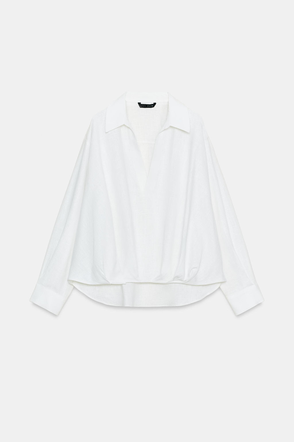 CAMISA CON LINO BAJO ABULLONADO / Blanco - Zara фото 6
