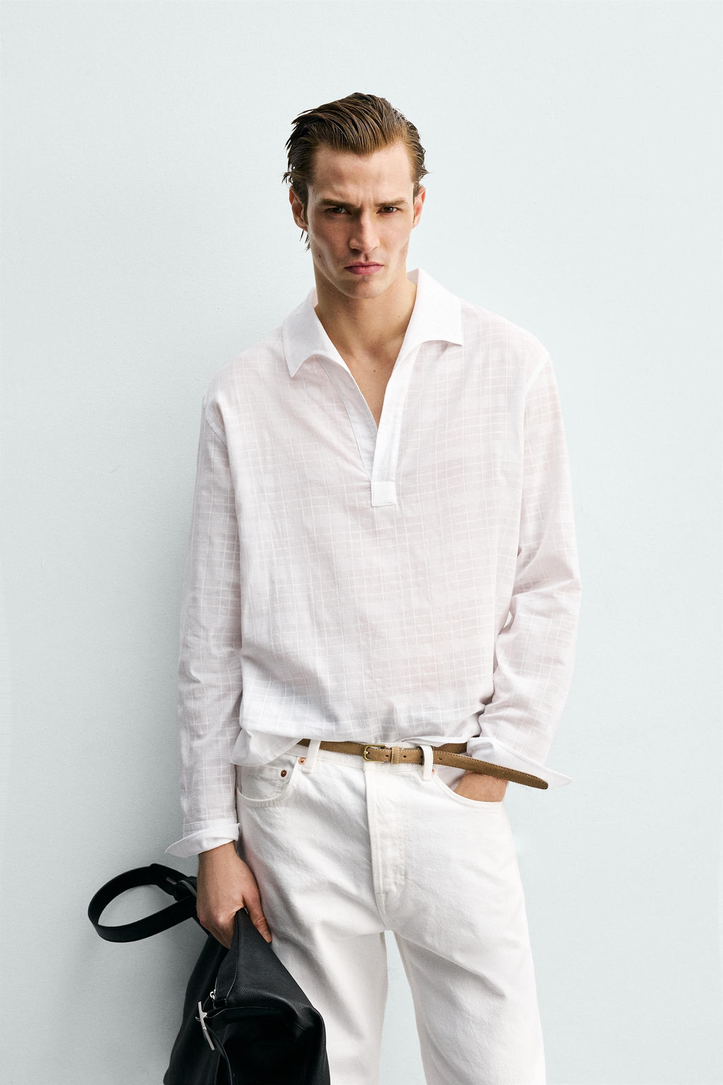 CAMISA POLO ESTRUCTURA / Blanco - Zara фото 2