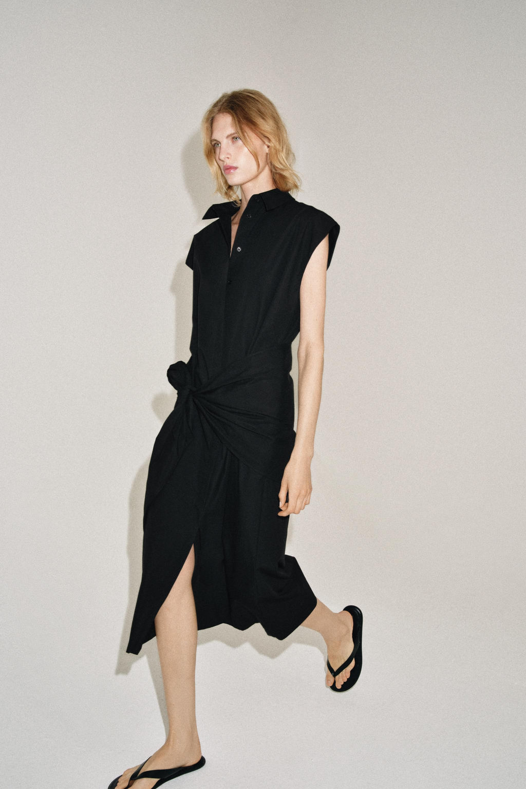 VESTIDO CAMISERO FAJ?N ZW COLLECTION / Negro