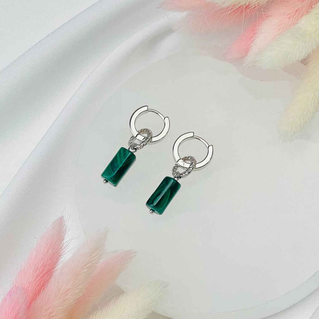 Серьги из зеленого Малахита