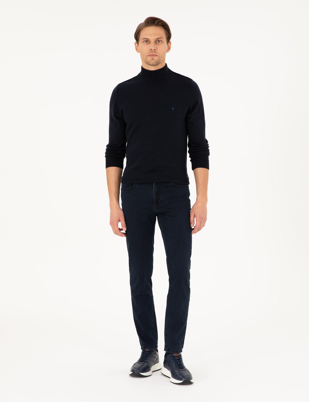 Lacivert Slim Fit Yar_m Bal_k__ Yaka Basic Triko Kazak - Pierre cardin фото 4