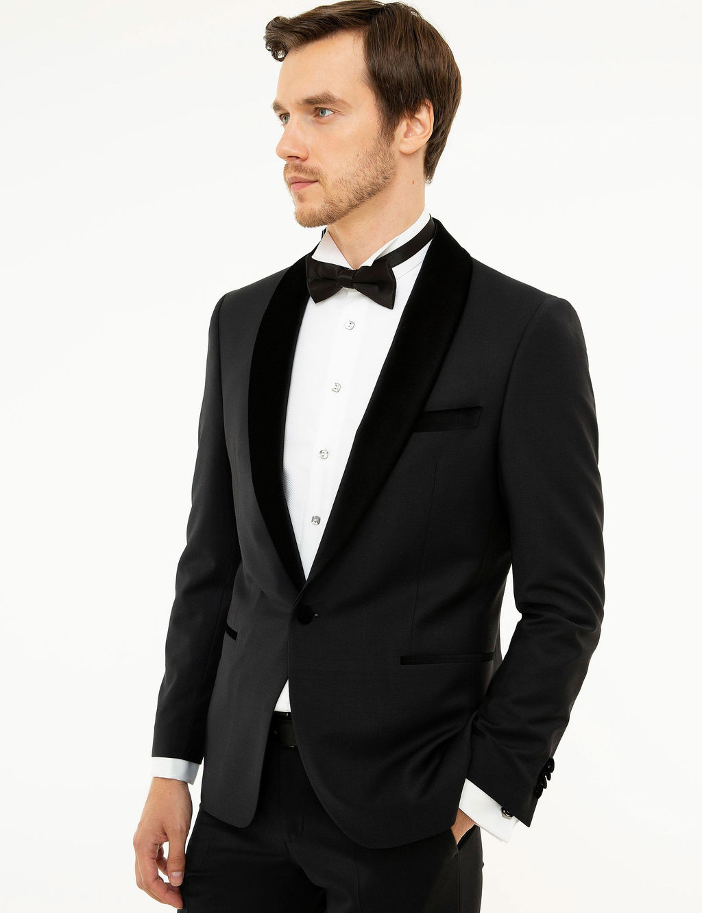 Черный зауженный пиджак-смокинг - Cacharel фото 3