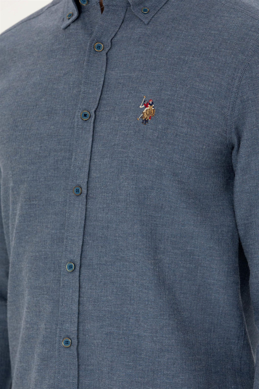 Мужская базовая рубашка цвета индиго с длинным рукавом Неожиданная скидка в корзине - U.s. polo assn фото 7