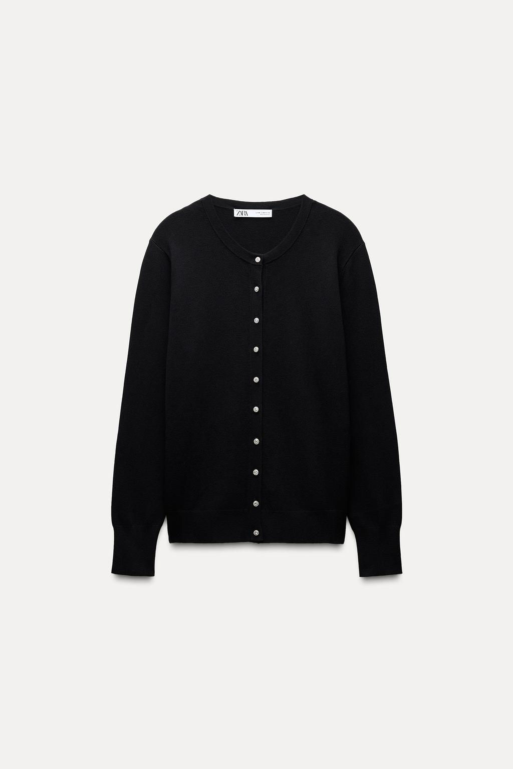 KNIT CARDIGAN WITH GEM BUTTON - Zara фото 5