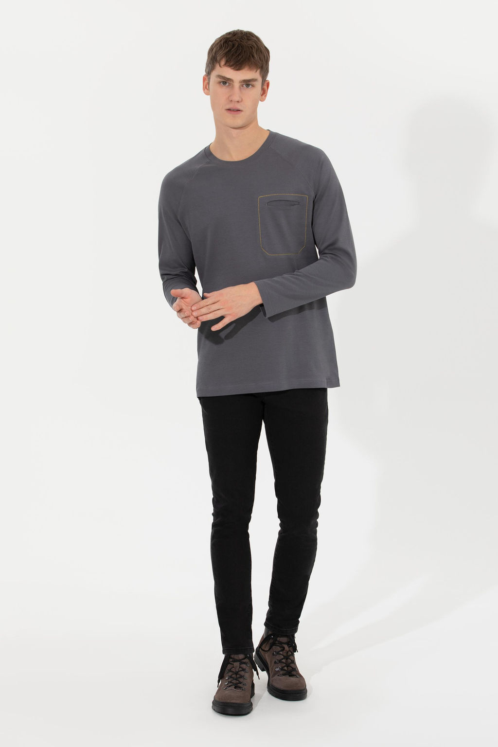 U. S. Polo Assn Мужской комфортный свитшот антрацитового цвета с круглым вырезом - U.s. polo assn фото 4