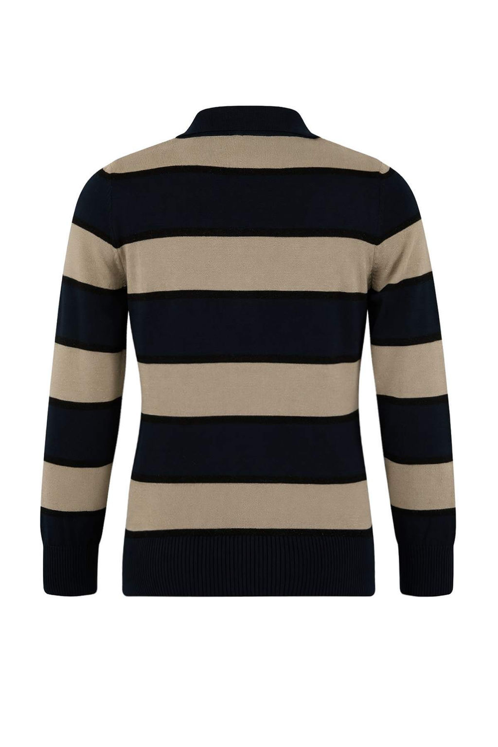 Lacivert Simli Iplik Detayl? Cizgili Polo Yaka Triko Bluz TWOSS26BZ00126