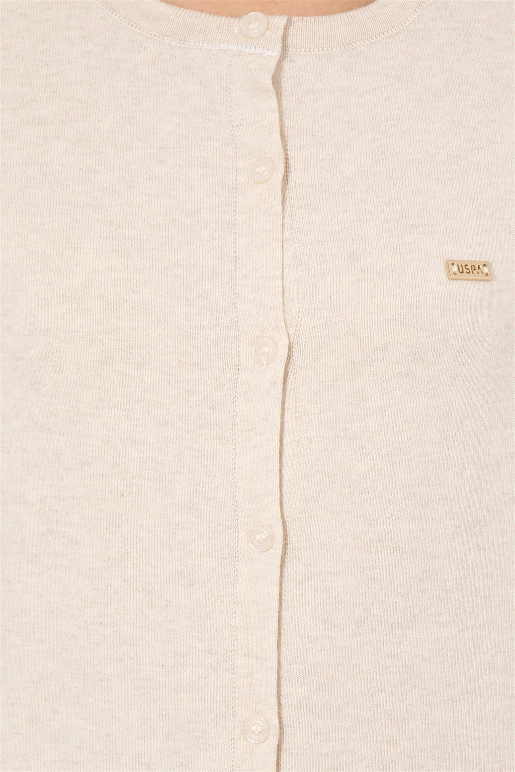 Женский кремовый меланжевый базовый трикотажный кардиган Неожиданная скидка в корзине - U.s. polo assn фото 6