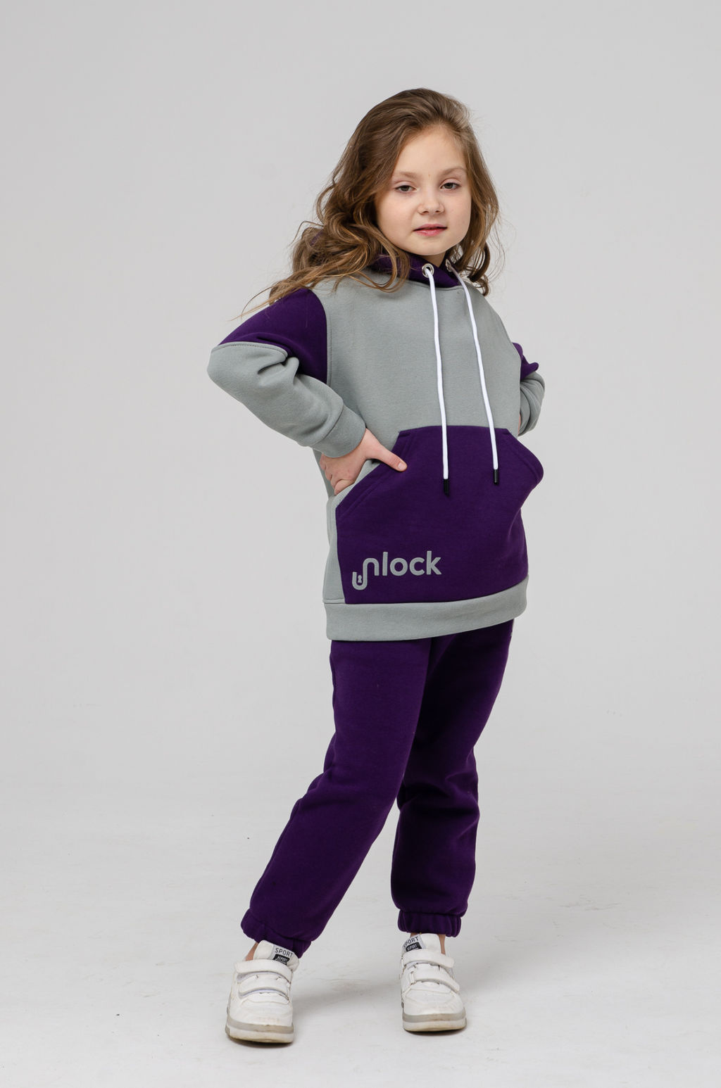 886Д Костюм детский "Серый/фиолетовый"