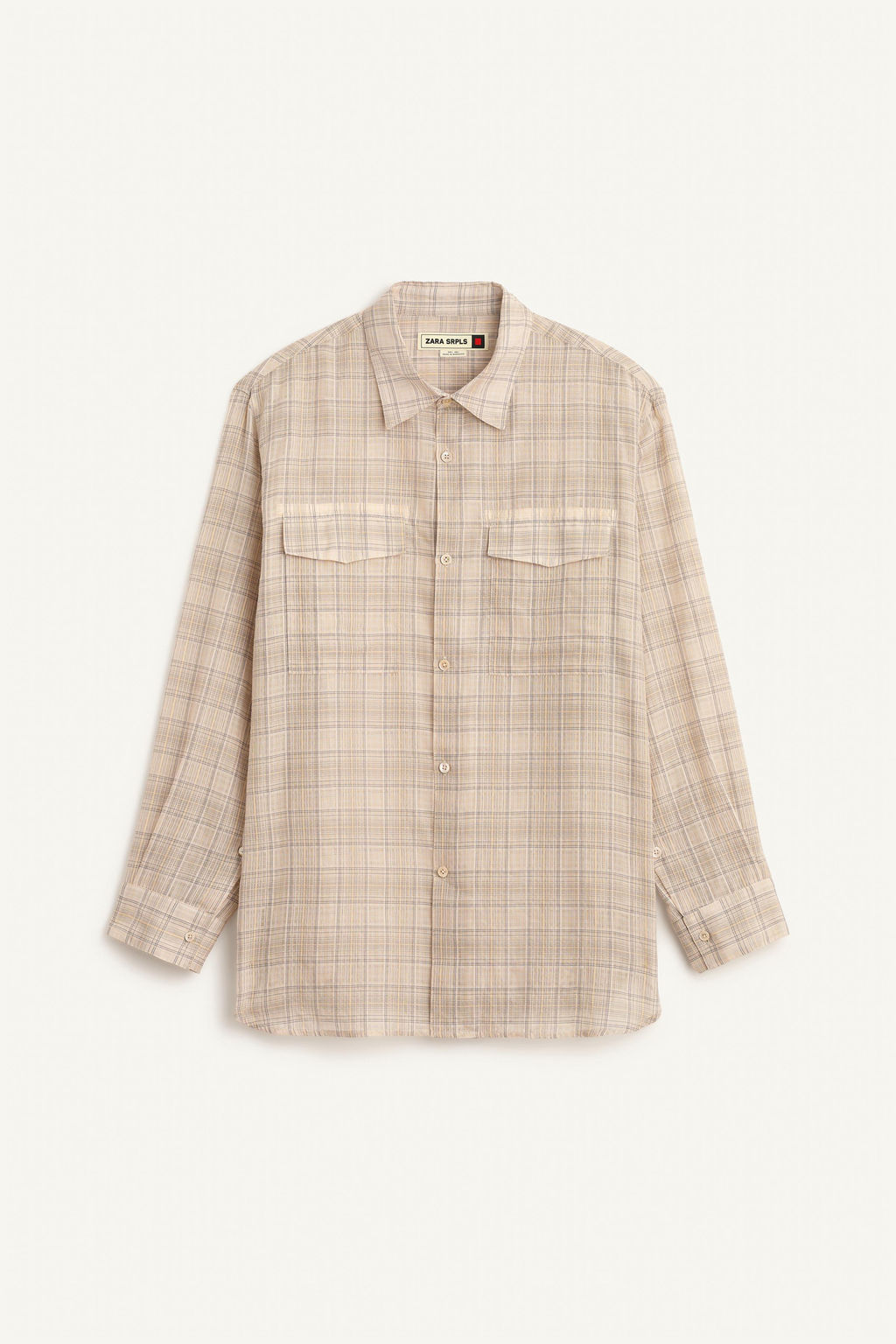 LNG SLV CHCK SHRT / Beige - Zara фото 4